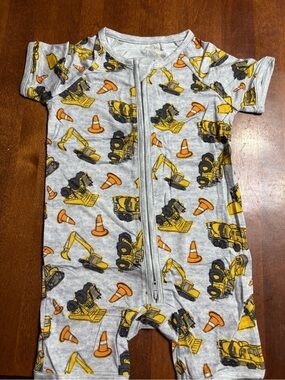 BAMBOO Gray One-Piece with Yellow Construction Print and Orange Cones